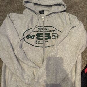 Stussy Light Gray Zip-Up Sweater